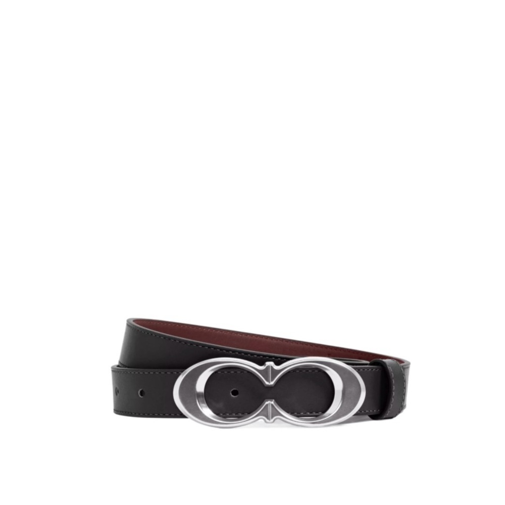 Coach Signature Black Belt with Silver Buckle
